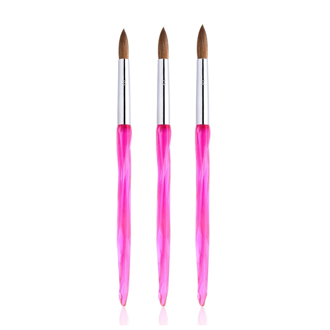 Pink acrylic nail brush (100% kolinsky)