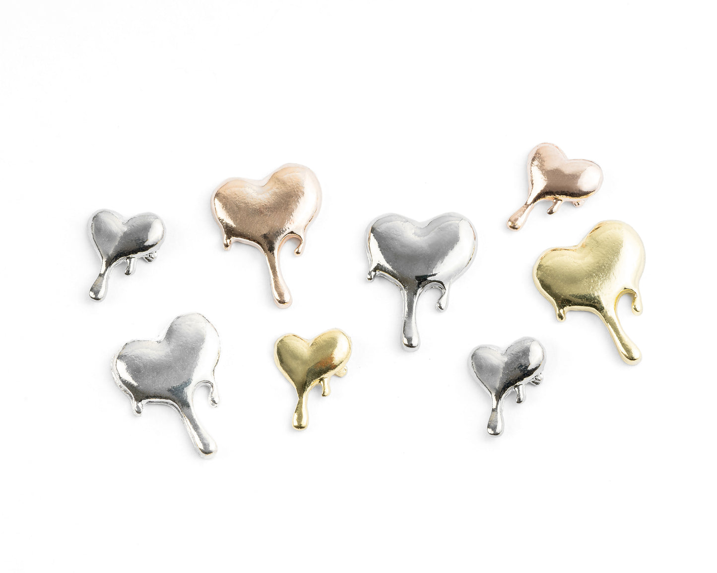 Metallic Heart Drip Nail Charms (16 PCS)