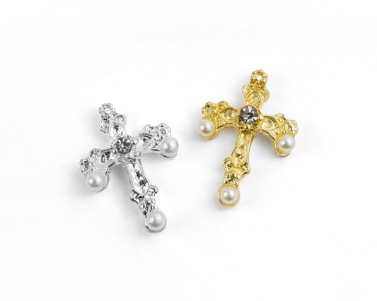 Pearl Cross Nail Charms (10 PCS)