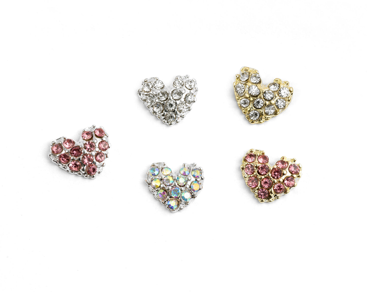 Mini Rhinestone Heart Nail Charms (10 PCS)